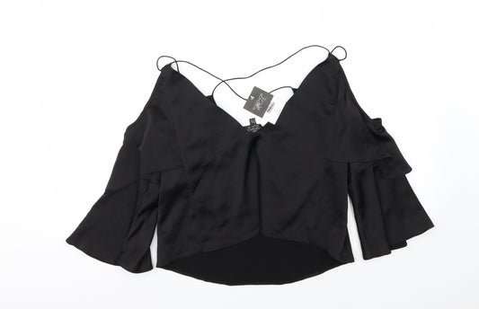 Topshop Womens Black Cropped Blouse Size 4