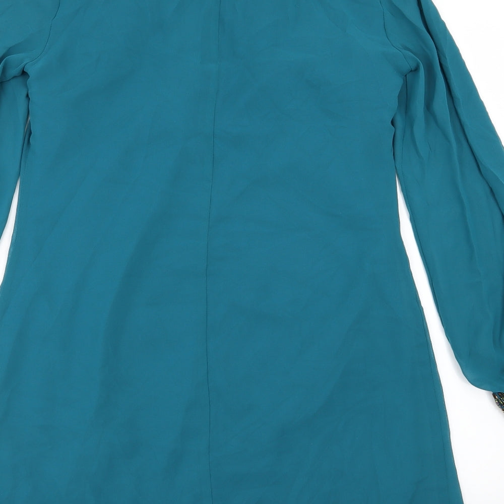 Amphora Womens Blue Chiffon A-Line Size 10