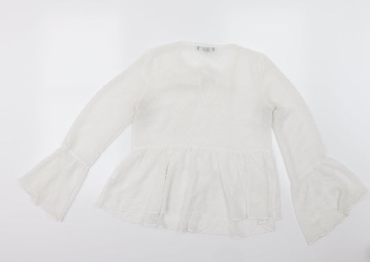 Primark Womens White Polka Dot Chiffon Basic Blouse Size 8