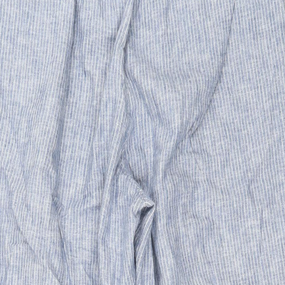 TU Womens Blue Striped Trousers Size 14 L22.5 in