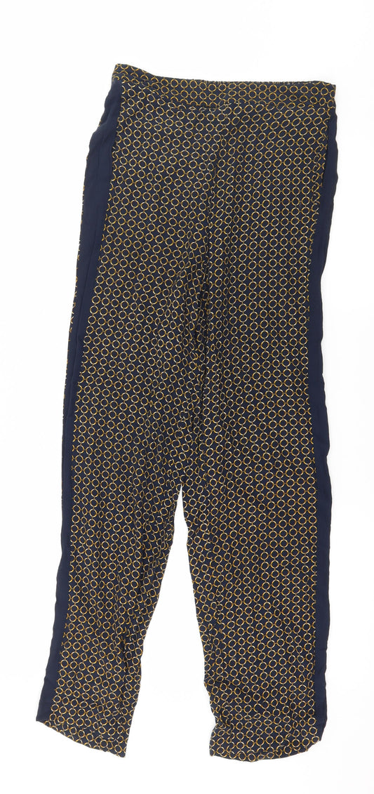 TU Womens Blue Geometric Trousers Size 8 L29 in