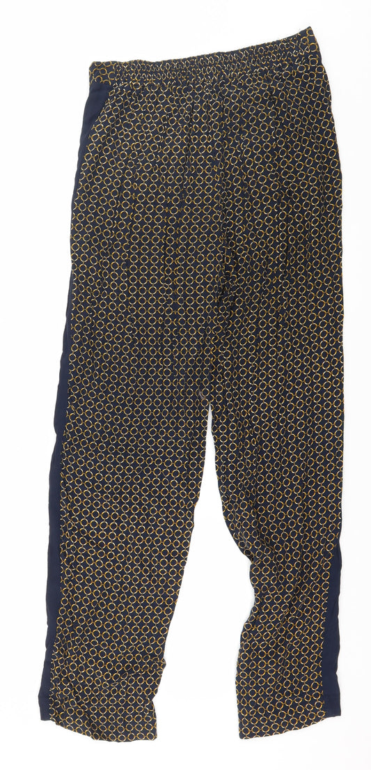 TU Womens Blue Geometric Trousers Size 8 L29 in