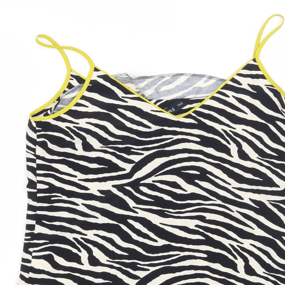 F&F Womens Black Animal Print Basic Blouse Size 8