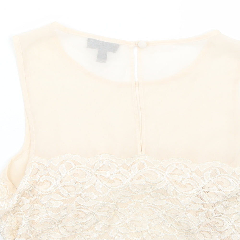 Womens UK Size 6 Topshop Beige Basic T-Shirt