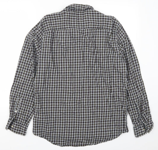 F&F Mens Grey Check Damask Button-Up Size L - Yellow and Red Check