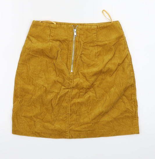 New Look Womens Gold Corduroy A-Line Skirt Size 6