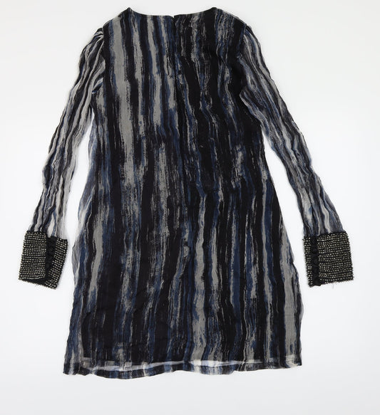 River Island Womens Blue Geometric Chiffon Shift Size 8
