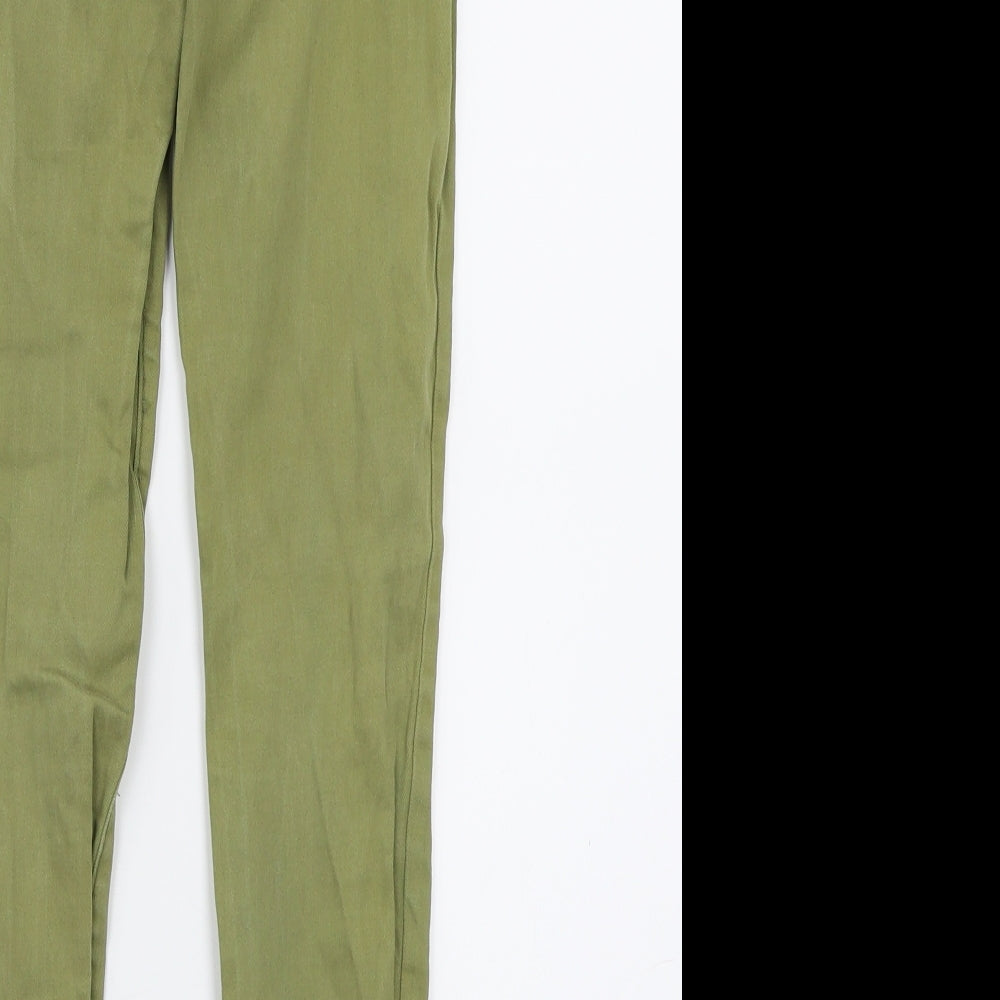 Bullhead Denim Co. Girls Green Denim Skinny Jeans Size 10-11 Years - Distressed