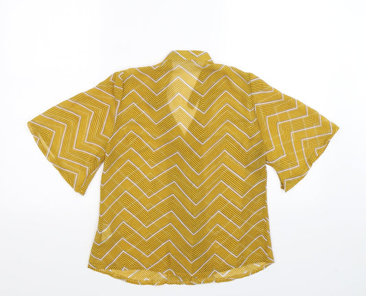 Womens UK Size 8 Boohoo Yellow Basic Button-Up