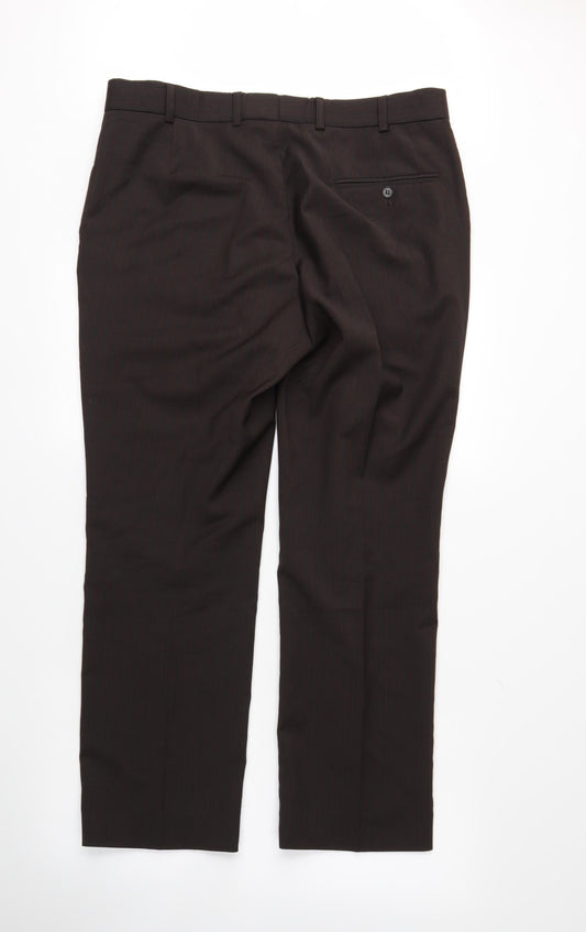 limehaus Mens Brown Striped Trousers Size 36 in L28 in