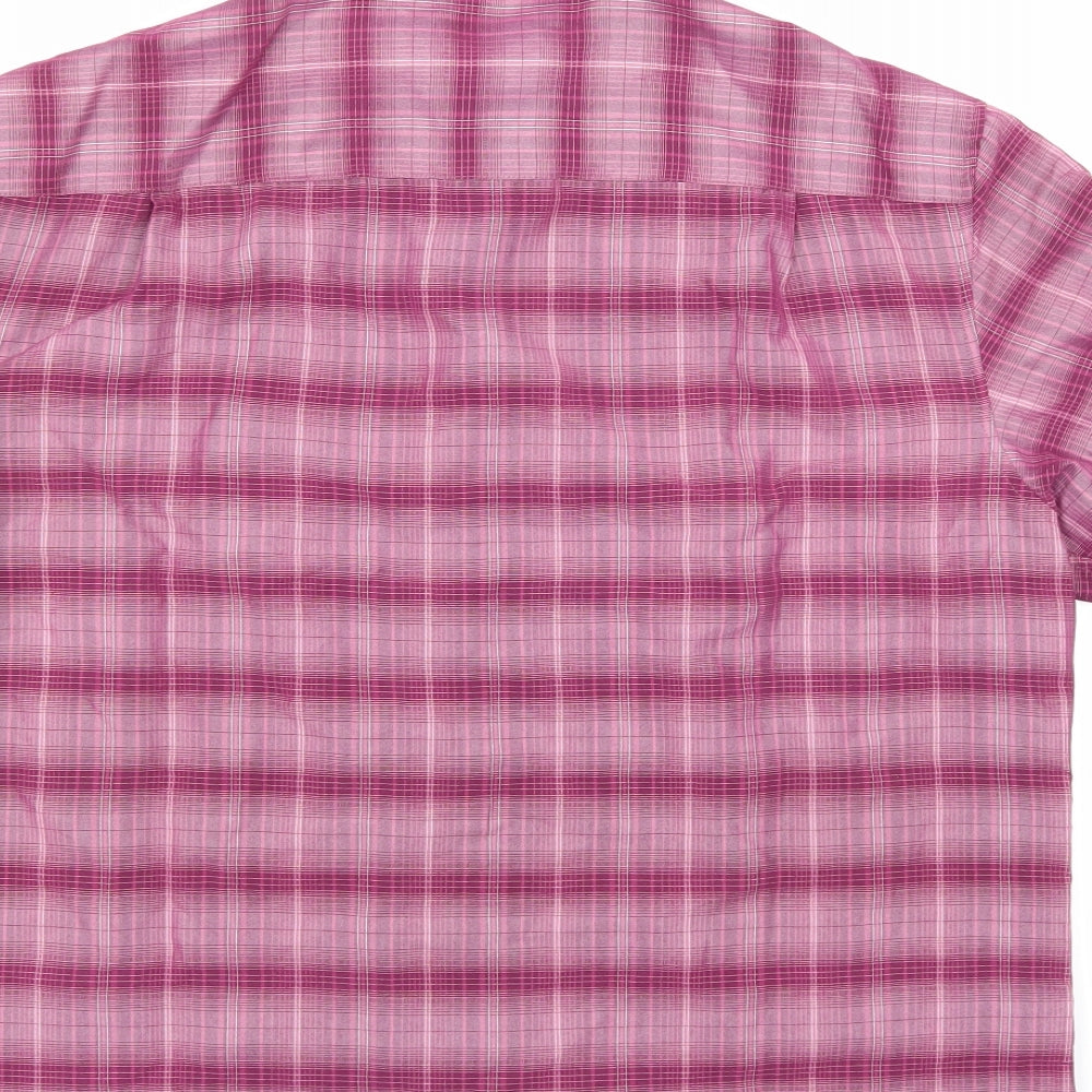 Mens UK Size L M&S Purple Button-Up Short Sleeve Casual Shirt
