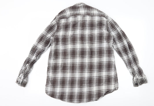 Primark Mens Grey Check Button-Up Size L