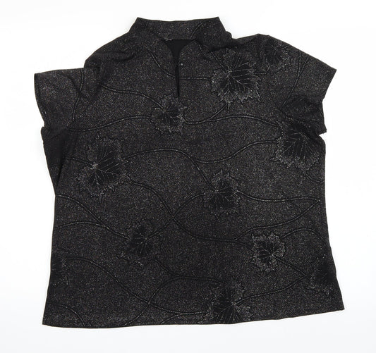 Womens UK Size L Bon Marché Black Basic T-Shirt