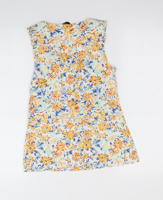 F&F Womens White Floral Basic Tank Size 6