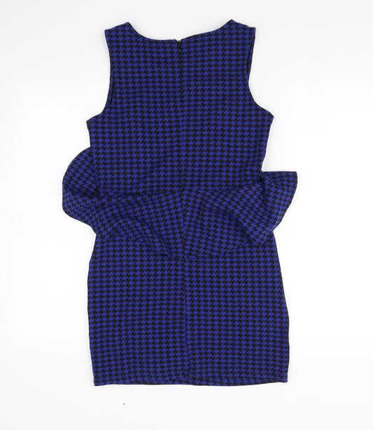 Glamorous Womens Blue Herringbone Mini Size 8