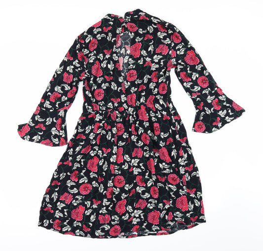 Back view of Atmosphere women’s black floral fit & flare, size UK 8