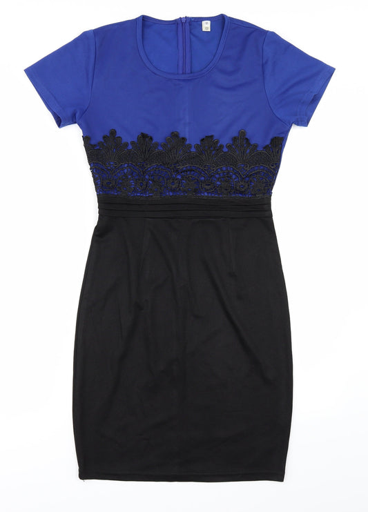 Womens Blue Colourblock Shift Size M