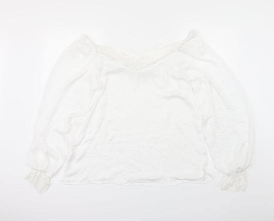 Womens UK Size L Preworn White Basic Blouse
