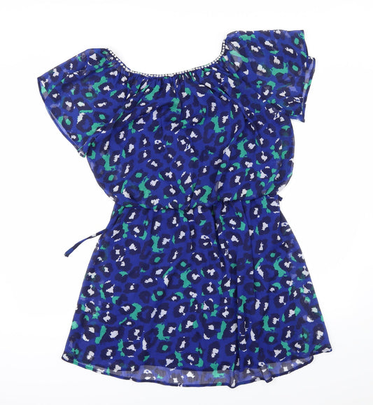 Be Beau Womens Blue Animal Print Shift Size 12