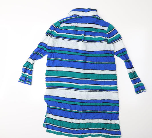 h&m Womens Blue Striped Shirt Dress Size 4