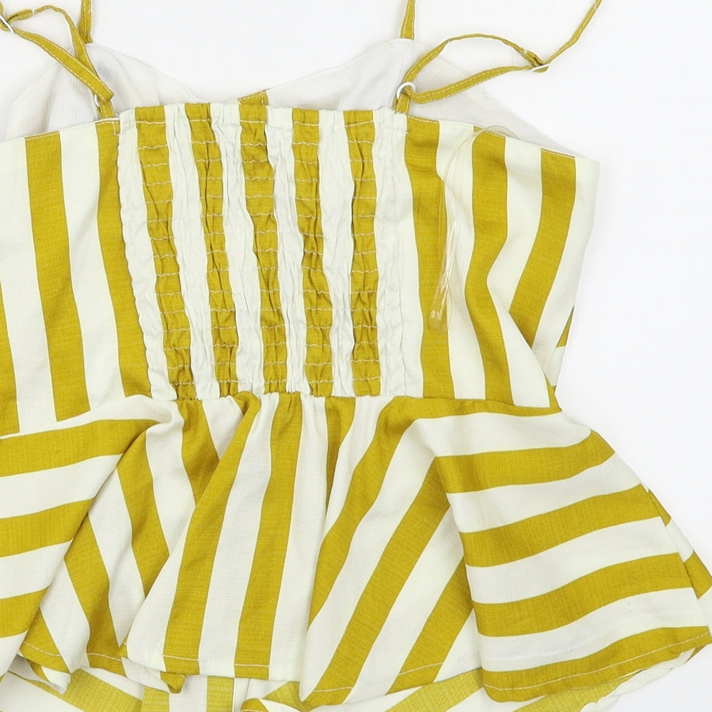 Blue Vanilla Womens Yellow Striped Camisole Blouse Size 10