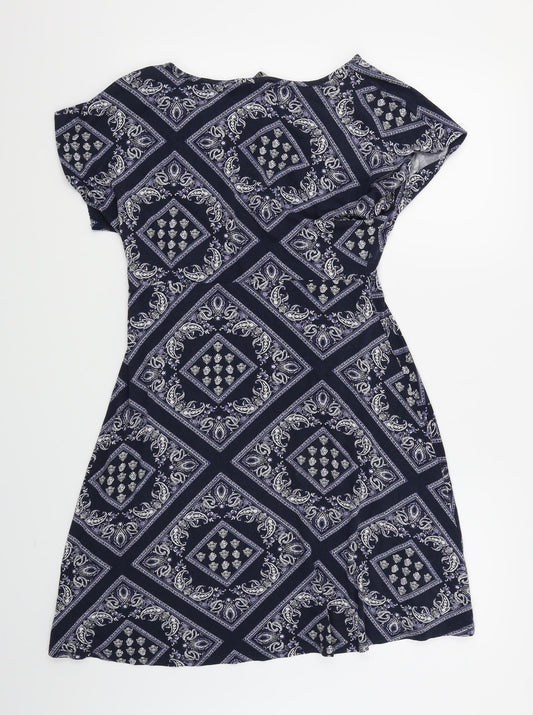 Collection Womens Blue Argyle/Diamond Skater Dress Size 10