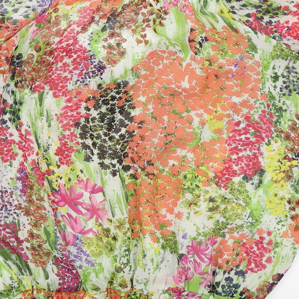 Be beau Womens Ivory Floral Basic T-Shirt Size 16