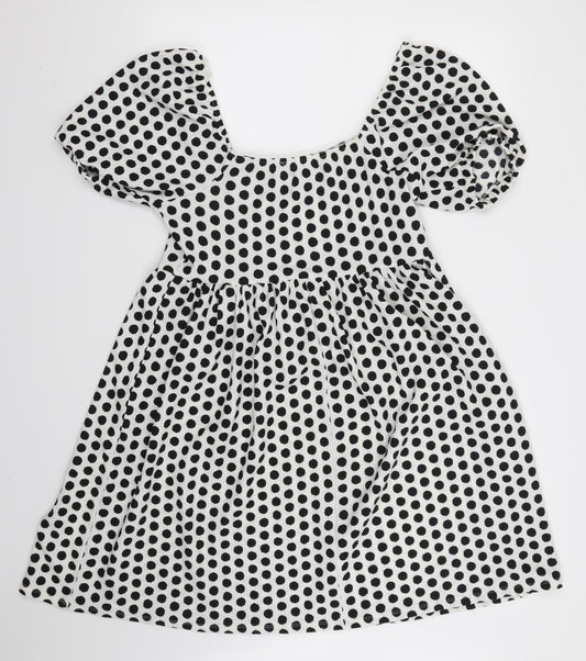 Papaya Womens Black Polka Dot Skater Dress Size 12 - Black and White