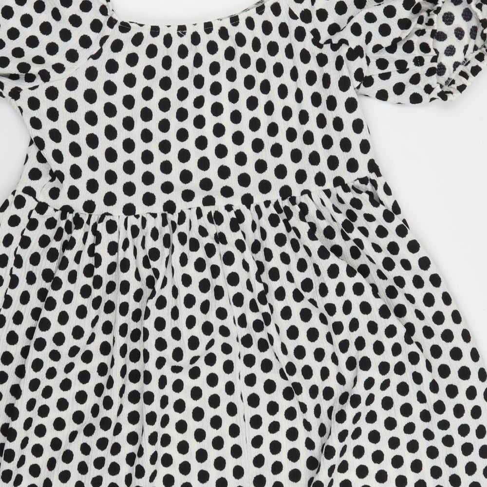 Papaya Womens Black Polka Dot Skater Dress Size 12 - Black and White