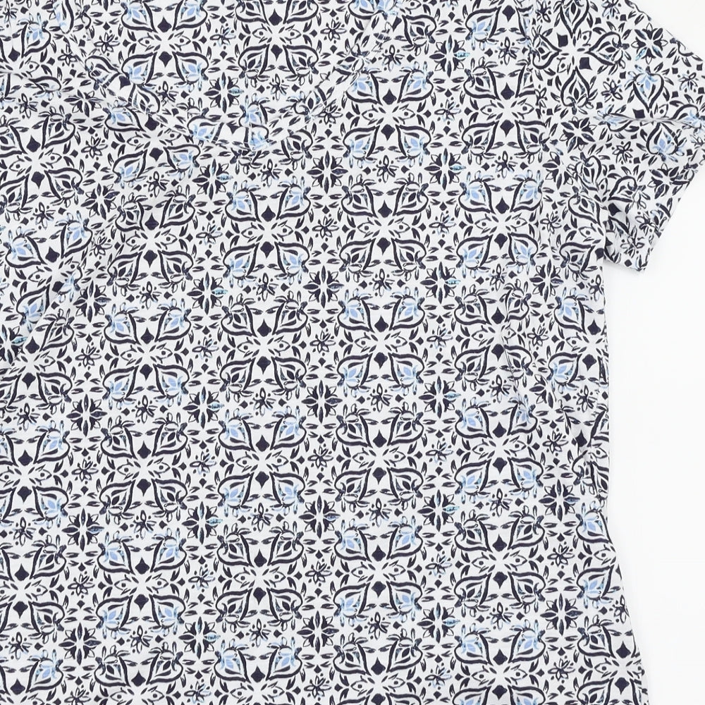 Nutmeg Womens Blue Floral Basic T-Shirt Size 14