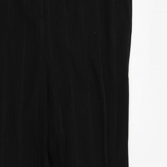M&S Womens Black Striped Dress Pants Trousers Size 14