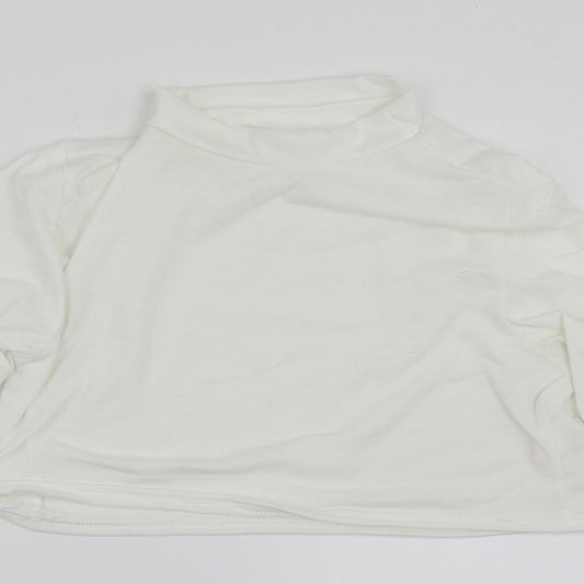 Womens UK Size 14 PRETTYLITTLETHING White Cropped T-Shirt