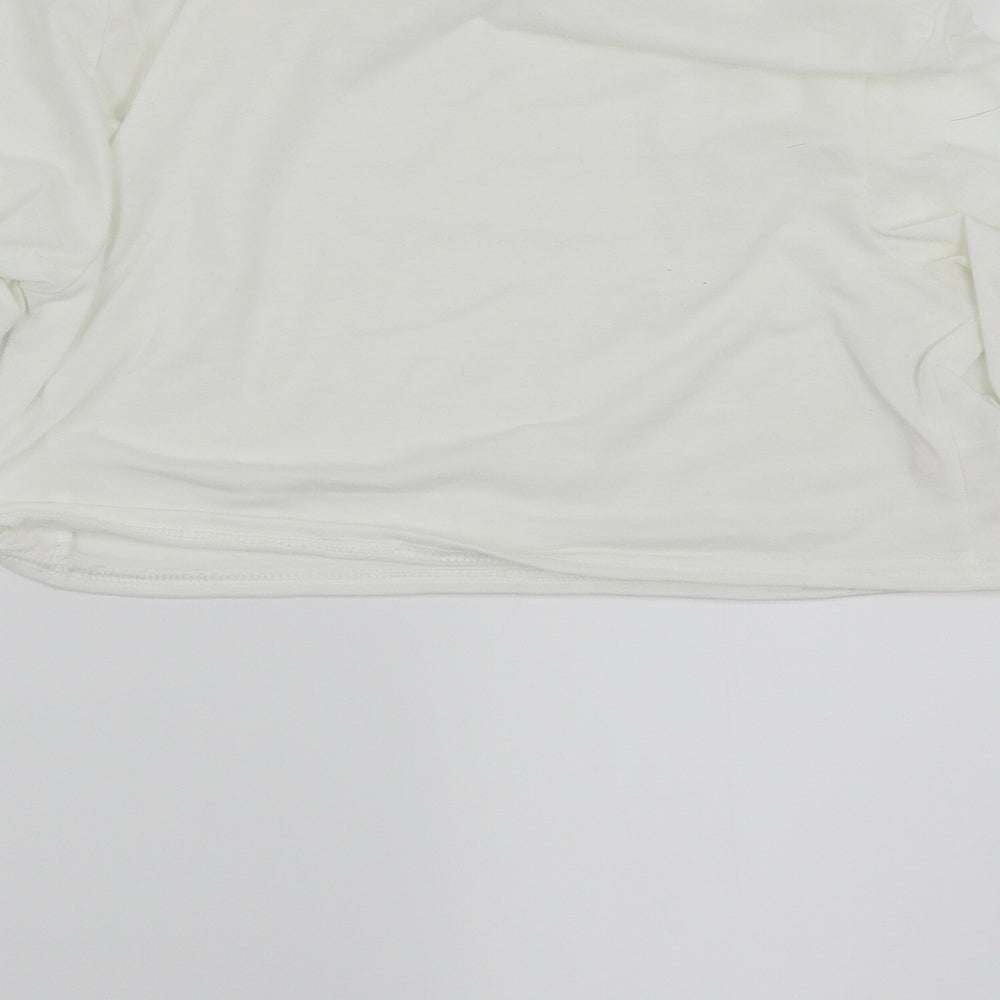 Womens UK Size 14 PRETTYLITTLETHING White Cropped T-Shirt