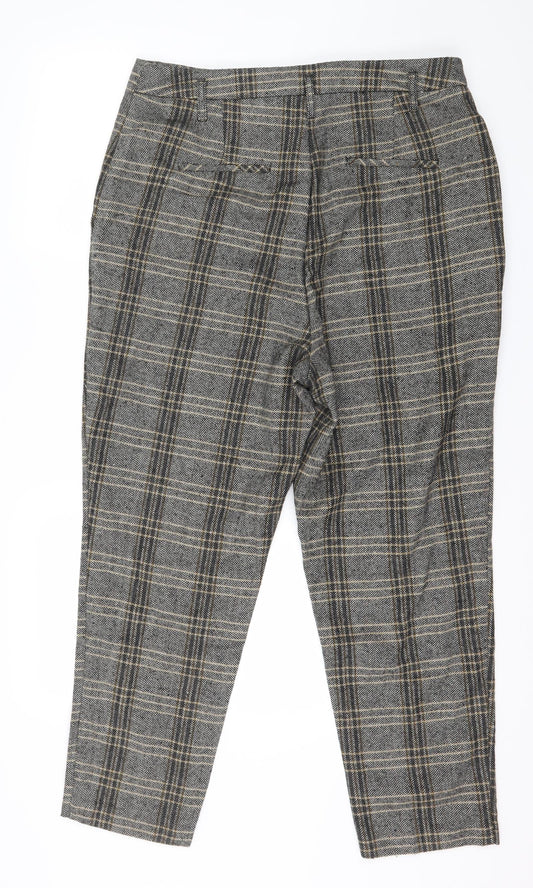 F&F Womens Grey Plaid Trousers Size 14 L26 in