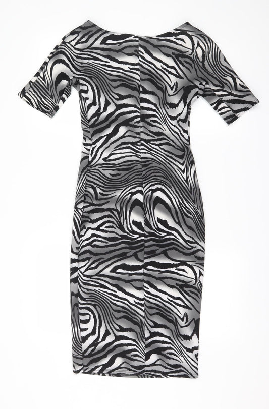 Dorothy Perkins Womens Grey Striped A-Line Size 6