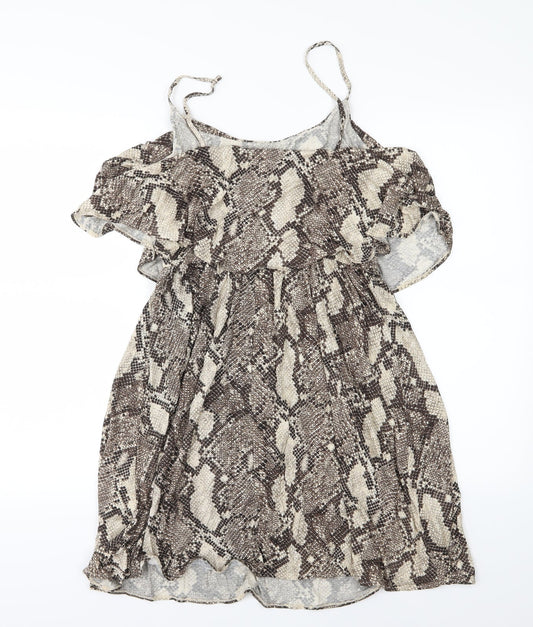 H&M Womens Brown Animal Print Jersey A-Line Size M