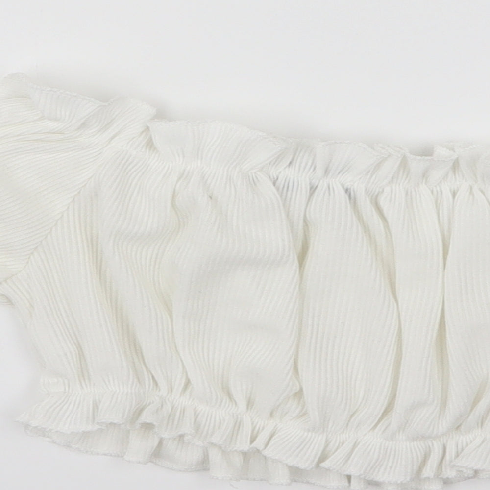 PRETTYLITTLETHING Womens White Jersey Cropped T-Shirt Size 10