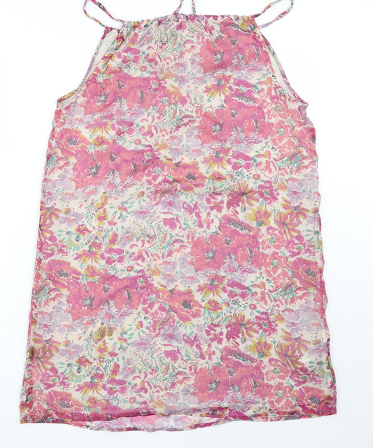Mango Womens Pink Floral A-Line Size M
