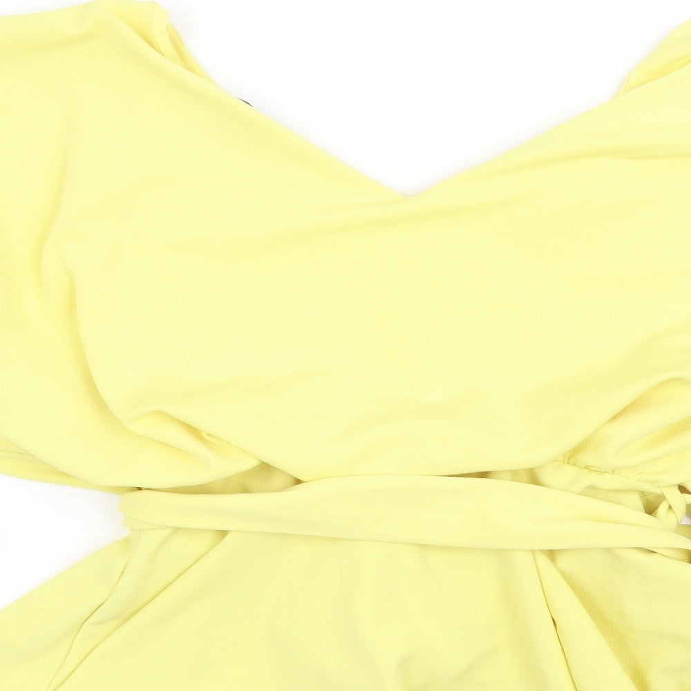 Womens UK Size 12 Quiz Yellow Basic Blouse