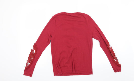 Womens UK Size 10 Boohoo Red Basic Blouse