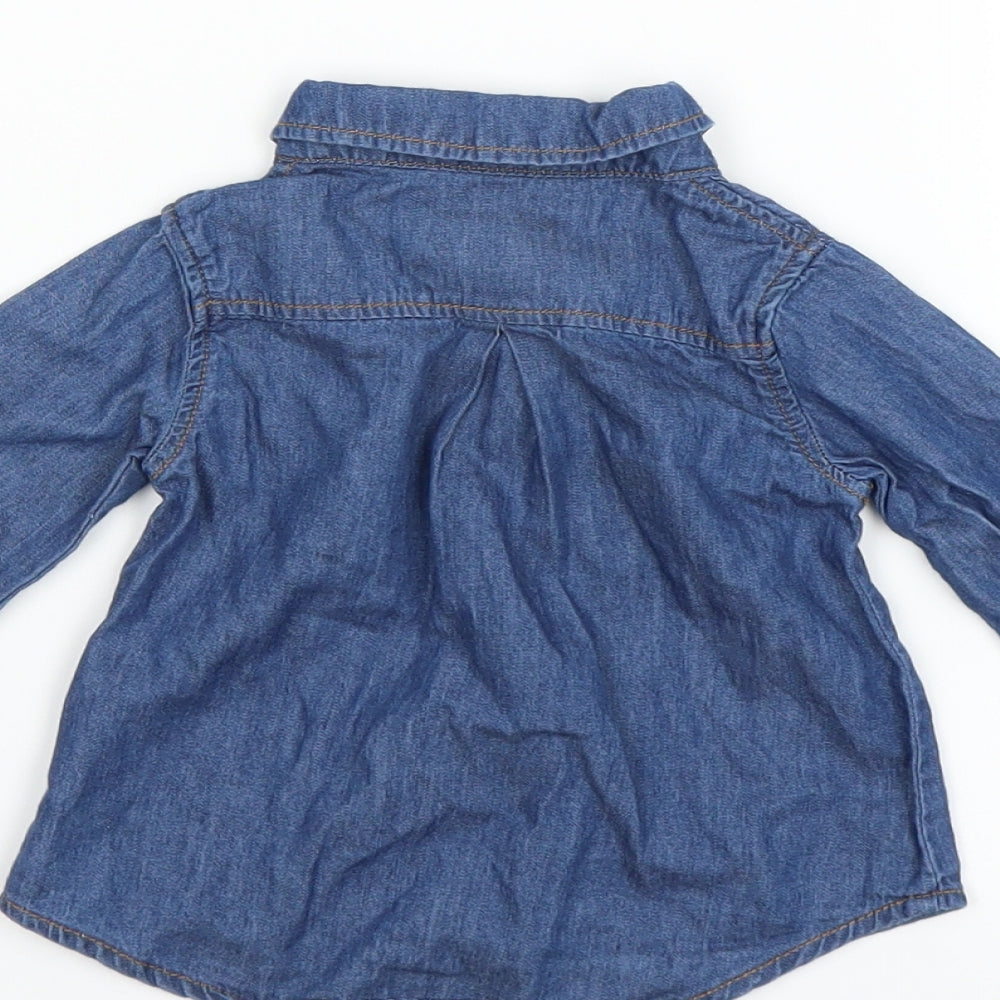 Young Dimension Girls Blue Basic Button-Up Size 0-3 Months - Floral embroidery