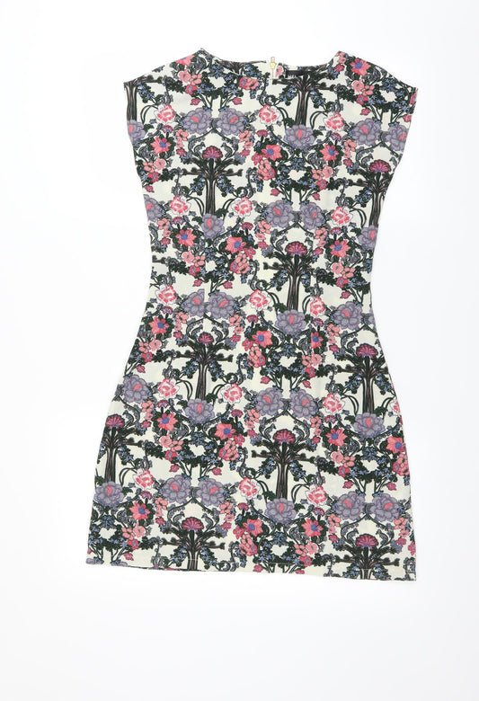 Mela London Womens Ivory Floral Sheath Size 8
