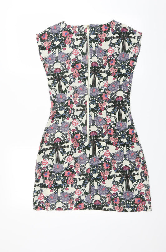 Mela London Womens Ivory Floral Sheath Size 8