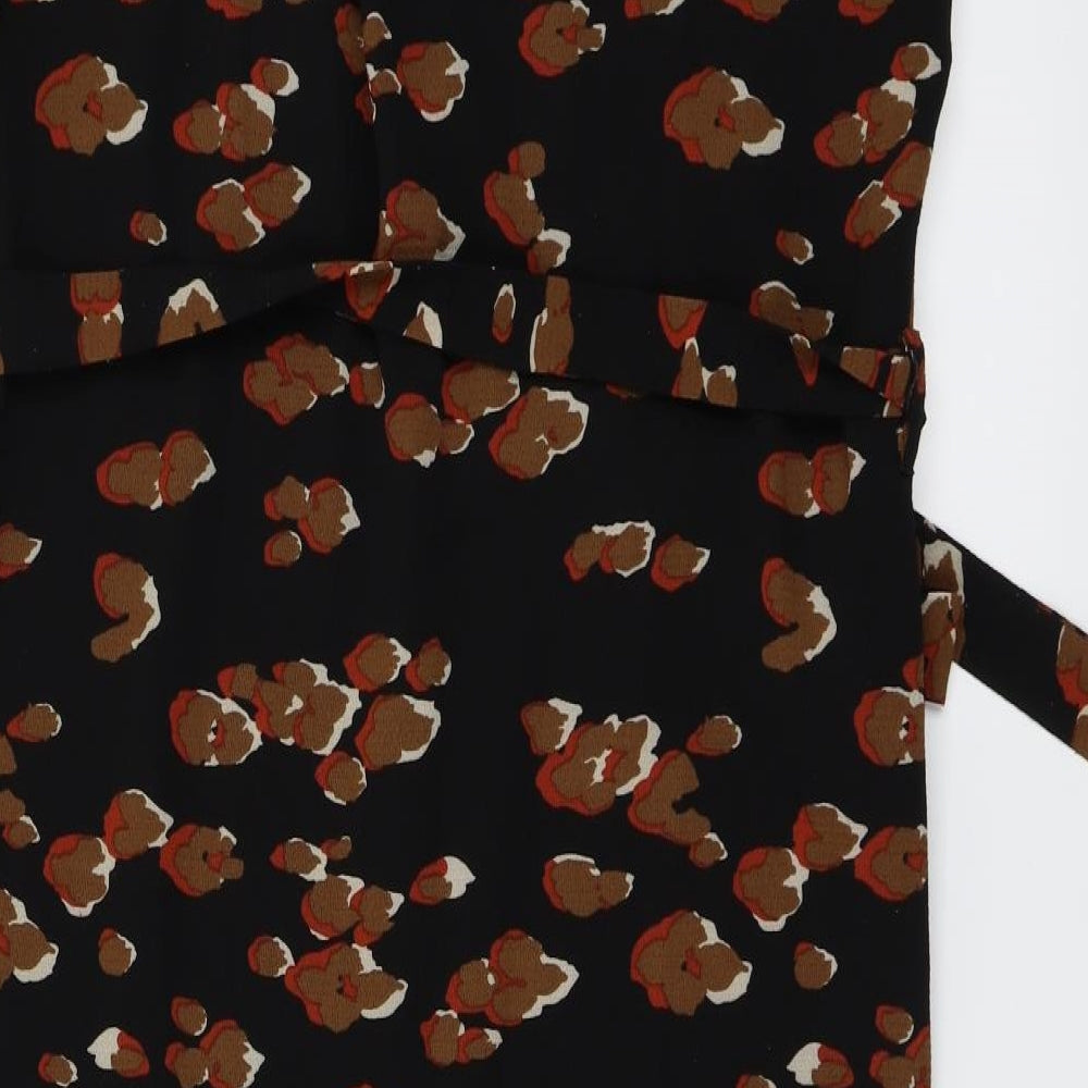 New Look Womens Black Animal Print A-Line Size 8