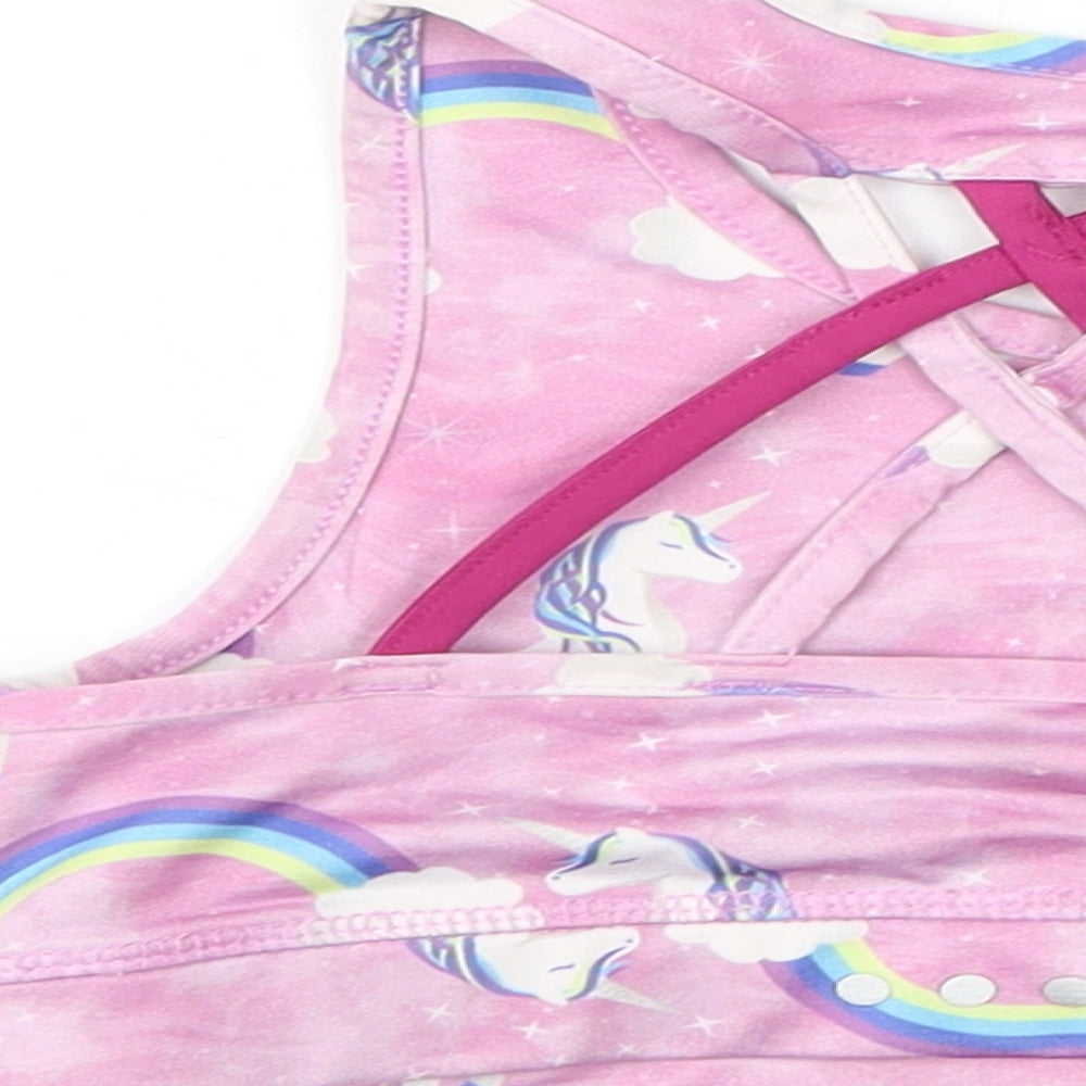 Matalan Girls Purple Cropped Tank Size 6-7 Years - unicorn workout top