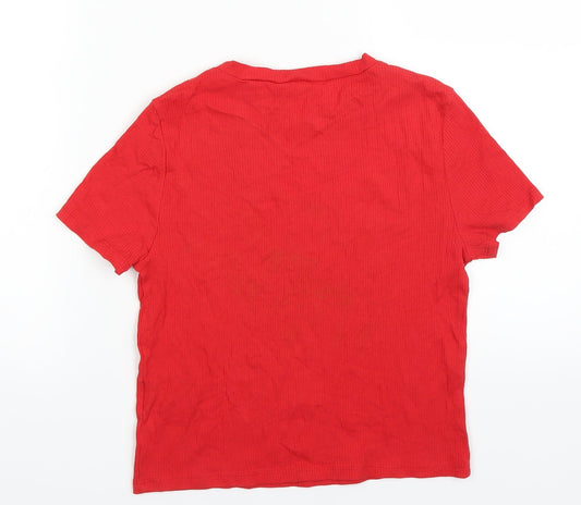 Divided by H&M Womens Red Cropped T-Shirt Size L