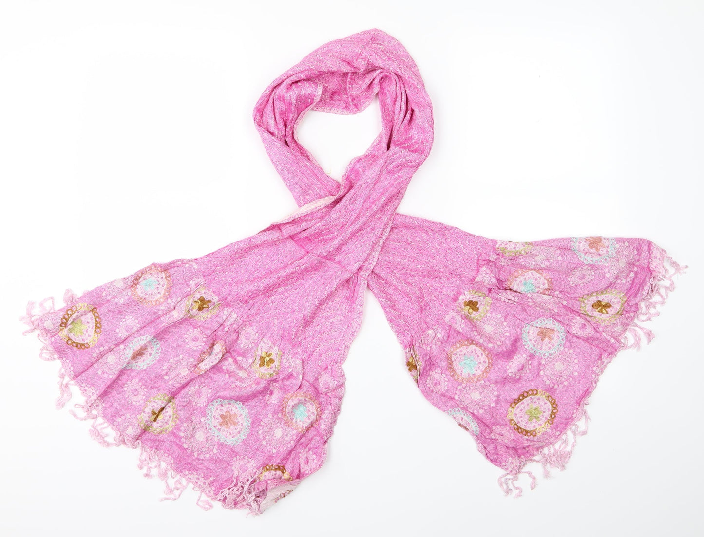 Preworn Womens Pink Floral Scarf