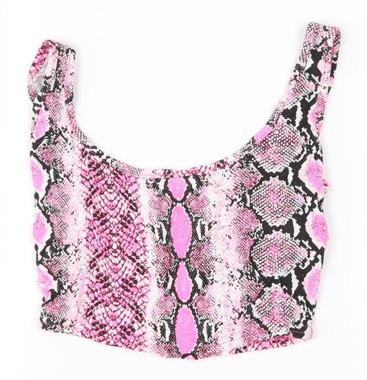 PRETTYLITTLETHING Womens Pink Geometric Basic Blouse Size 8