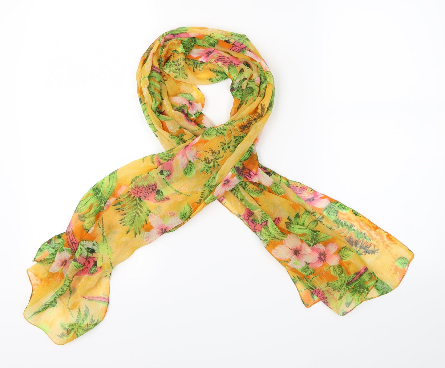 Preworn Womens Yellow Floral Scarf