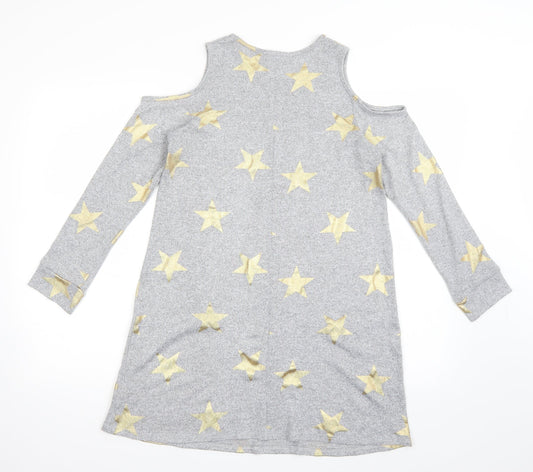 Primark Womens Grey Jumper Dress Size 6 - Cold Shoulder